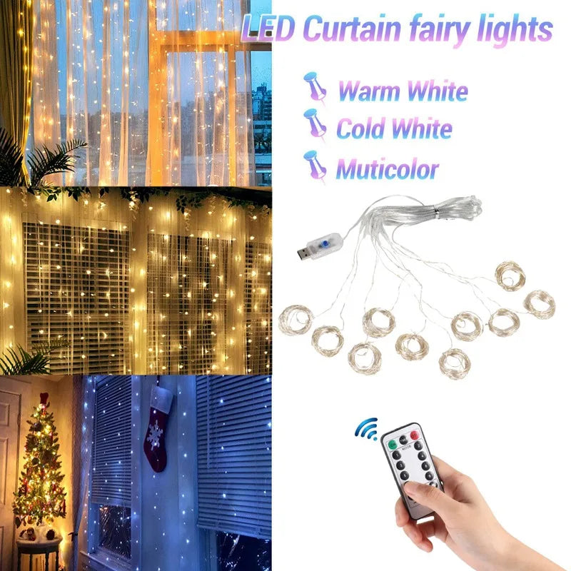 Twinkling Christmas Curtain Lights